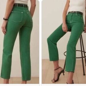 Reformation Cowboy High Rise Straight Jeans Grass